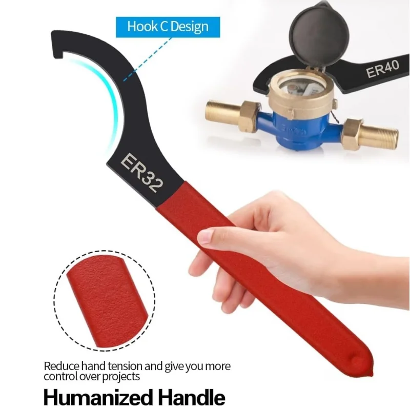 1Pcs ER25 ER32 ER40 Hook Wrench Spanner Collet Chuck For Milling Tool Lathe Tool Clamping Nut High Carbon Steel ER Spanner Part
