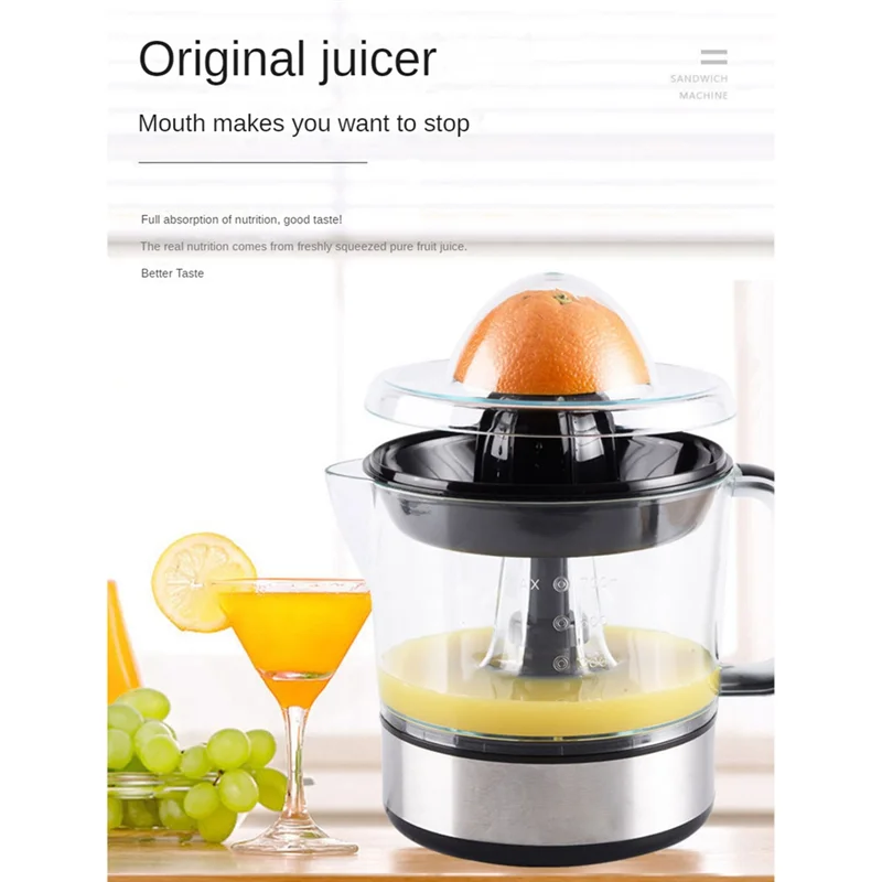 ABKR-1 Piece Electric Juicer Citrus Juicer Fruit Squeezer Black-Silver Plastic Multifunctional Ousehold Juicer EU PLUG