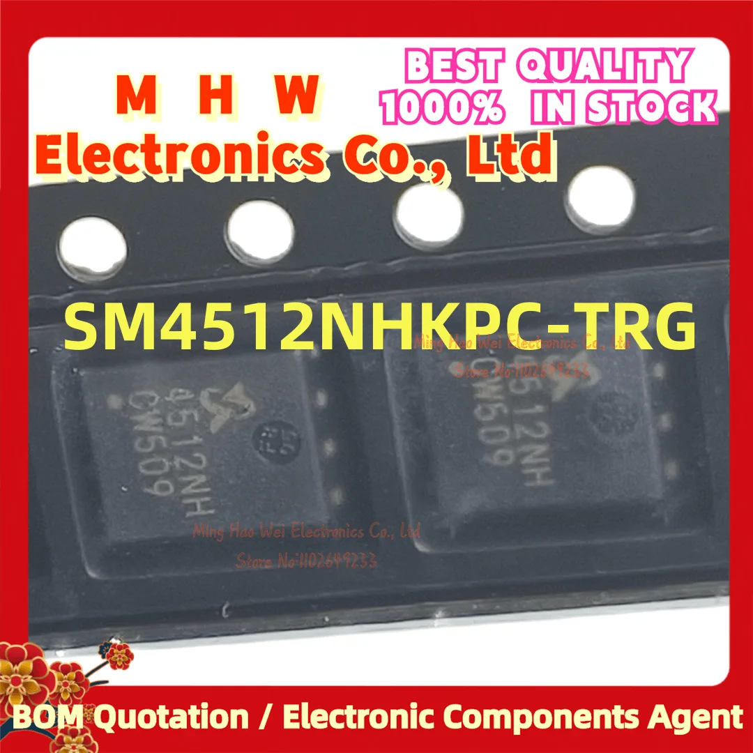 10PCS/LOT. SM4512NHKPC-TRG (SINOPOWER DFN-8.Marking:4512NH) New Quality Chip Origianl.In stock. SM4512NHKPC-TRG  SM4512