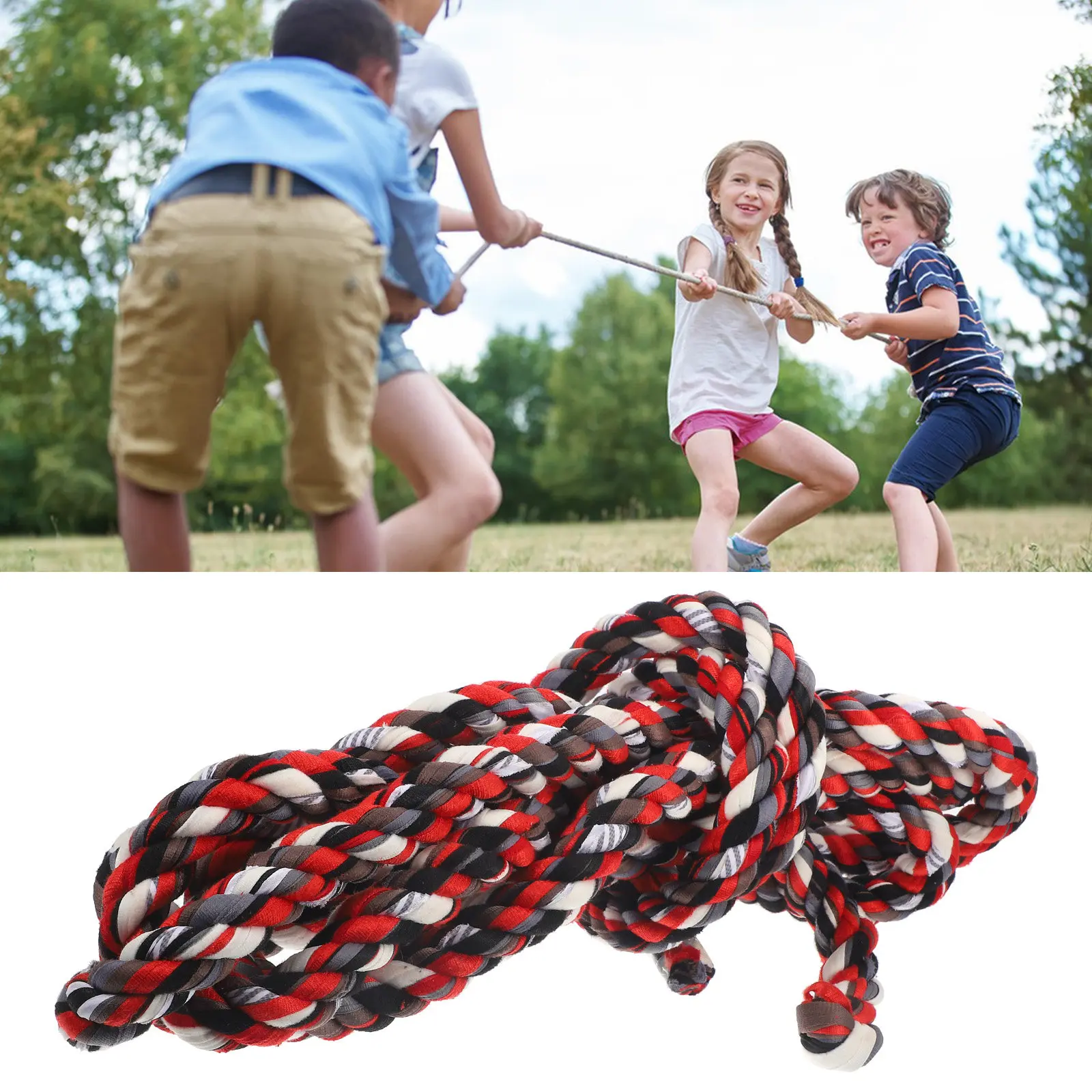Tug of War Rope Twisted Cloth Strong Soft Pulling Cord Perfect for Tug-of-War Outdoor Family Games Team Cooperation String