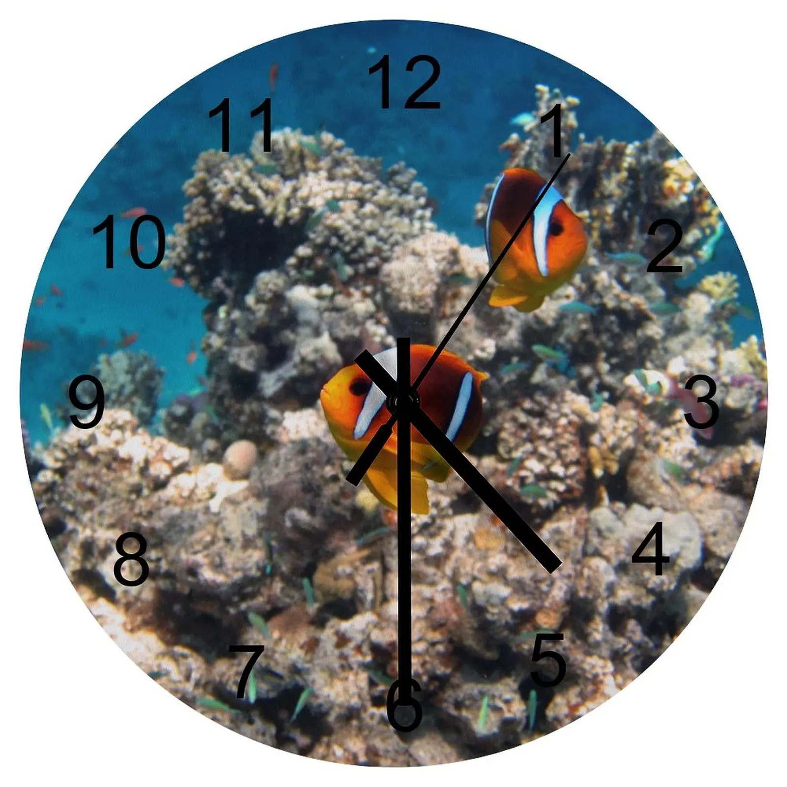 

Dining Room Wall Clock Delightful underwater world Clocks 12 inch Mute Fashion Round Durable Trend Fantasy