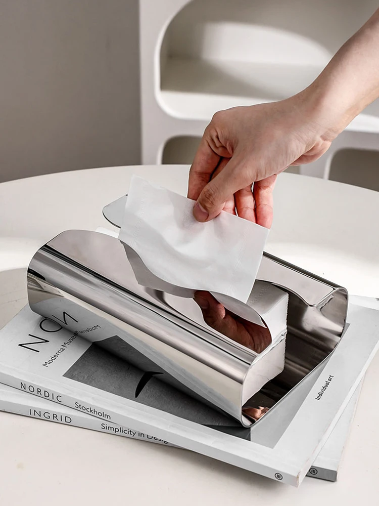 Taschentuchbox aus Edelstahl, künstlerischer Pull-Paper-Spender mit unregelmäßigem Design – Tisch-/Wohnzimmer-Serviettenhalter und Taschentuchverteiler für Wohnzimmer, Schlafzimmer, Küche, Hotel
