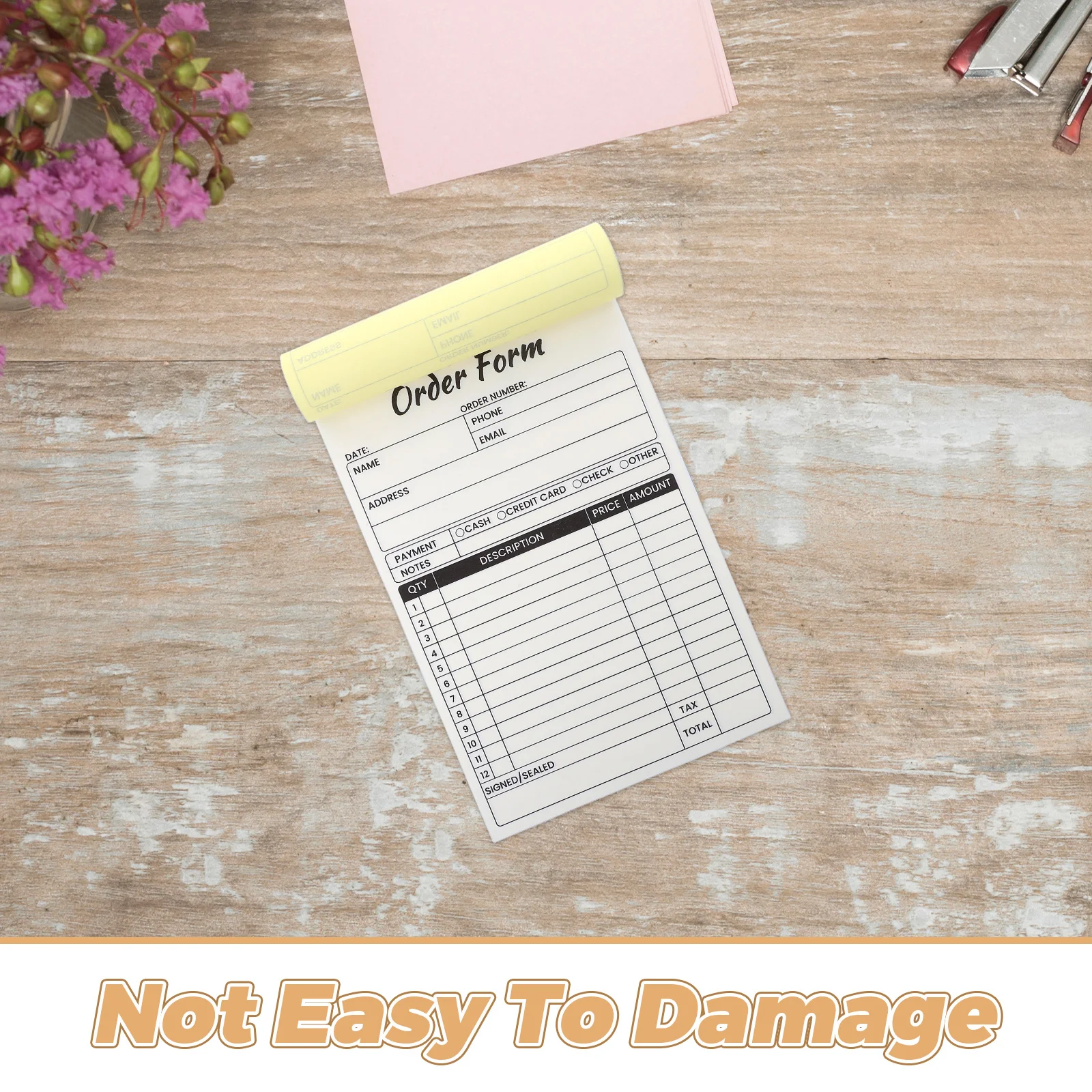 2Pcs Order Receipt Book Copy Invoice Pads Small Business Restaurant Retail Invoice Forms Business Expense Record 8.25x5.5 Inches