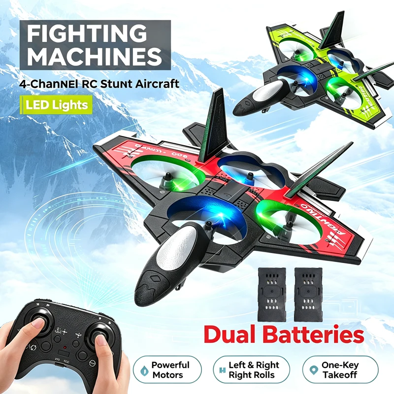 S98 RC Plane Remote Control Aircraft Toy Foam Fixed with Light Height Stunt Four-axis Combat Drone Toys for Kids Christmas Gifts
