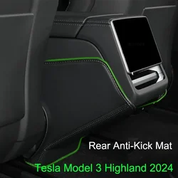 For Tesla Model 3 Highland 2024+ Central Armrest Box Rear Seat Child Anti-Kick Pad Anti Dirty Mat Back Air Vent Protection Cover