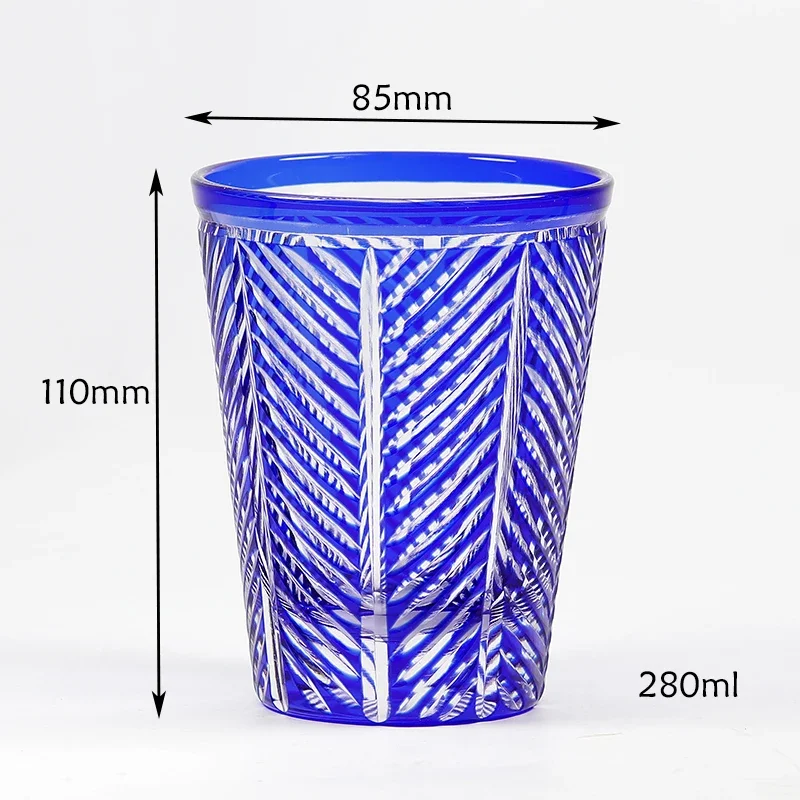 D Ior Style Colorful Japanese Edo Kiriko Handmade Glassware High Quality Hand Cut Crystal Drinkware Whiskey Cup Wine Glass