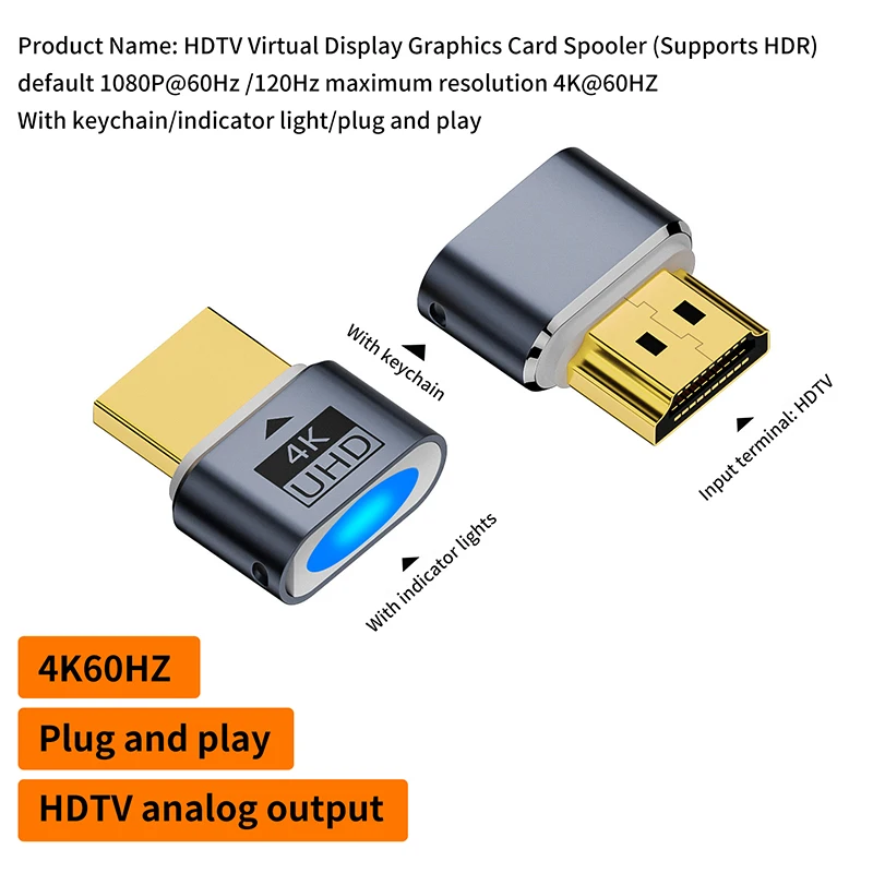 4k 60hz pc placa gráfica trocador display virtual para portátil desktop gpu ferramentas de teste testador acessórios estúdio jogos