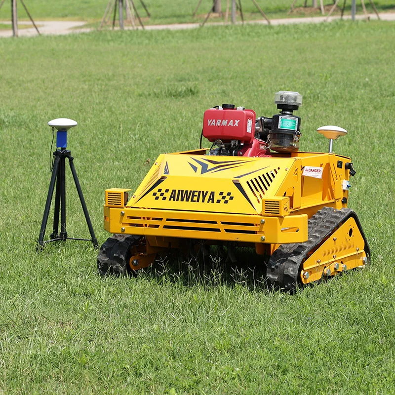 Customized intelligent robot lawn mower, 550SGPS positioning system, optional industrial remote control for hillside pasture view 6