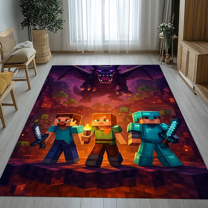 

Классический коврик в стиле M-Minecraft с пиксельным дизайном для гостиной, нескользящий, мягкий, для спальни, детской игровой комнаты, под диван, для домашнего декора, придверный коврик, подарок