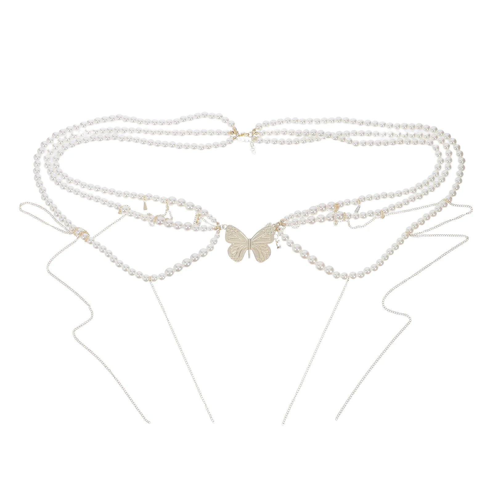 

Multi Layered Pearl Waist Chain For Women: Boho Body Jewelry Long Tassel Belly Belt Fashion Waistband Sweater Dress Beach