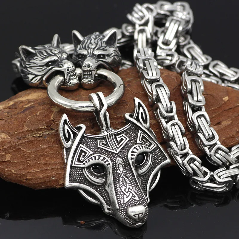 New High Quality Emperor Chain Necklace Men's Viking Odin Celtic Wolf Pendant Necklace Fashion Jewelry