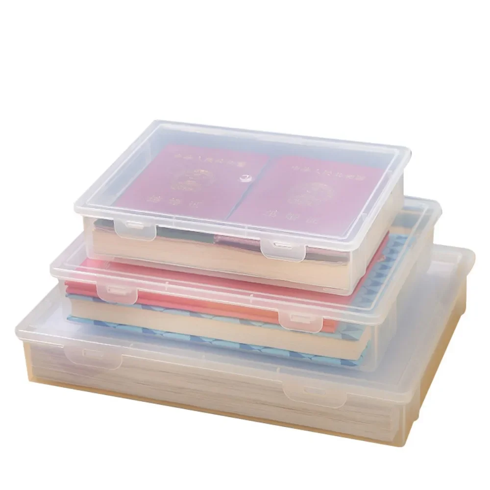 Clear Plastic A4 Document Storage Box, Square Office Paper Organizer Container for Documents Files