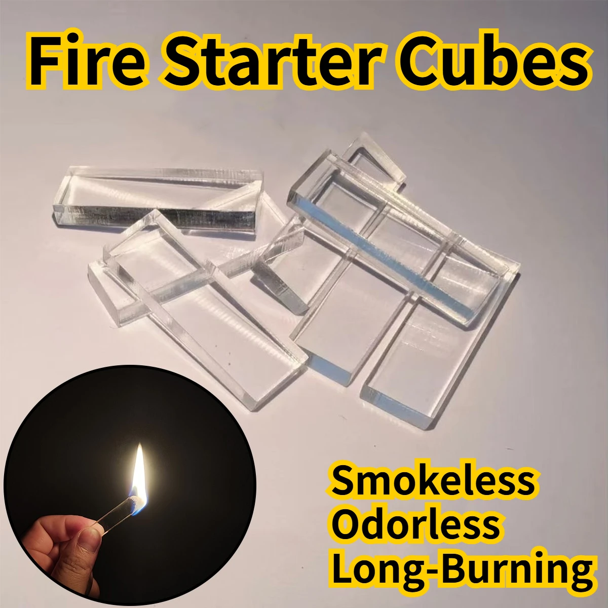 

50 шт. бездымные стартовые кубики для пожара — без запаха, дальнего действия и портативные для кемпинга, пеших прогулок и приготовления пищи на открытом воздухе