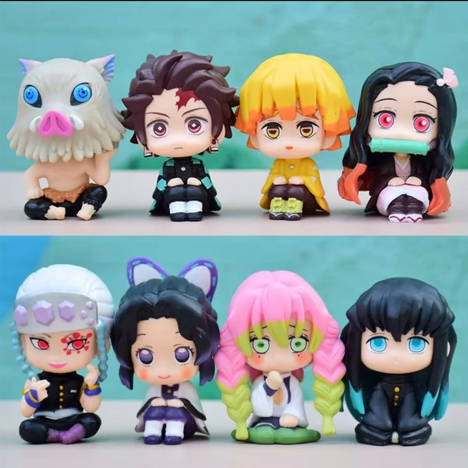 

Набор мини-фигурок Demon Slayer (8 шт.) Kimetsu No Yaiba, ПВХ, милые Q-версии, коллекционные модели для настольного декора
