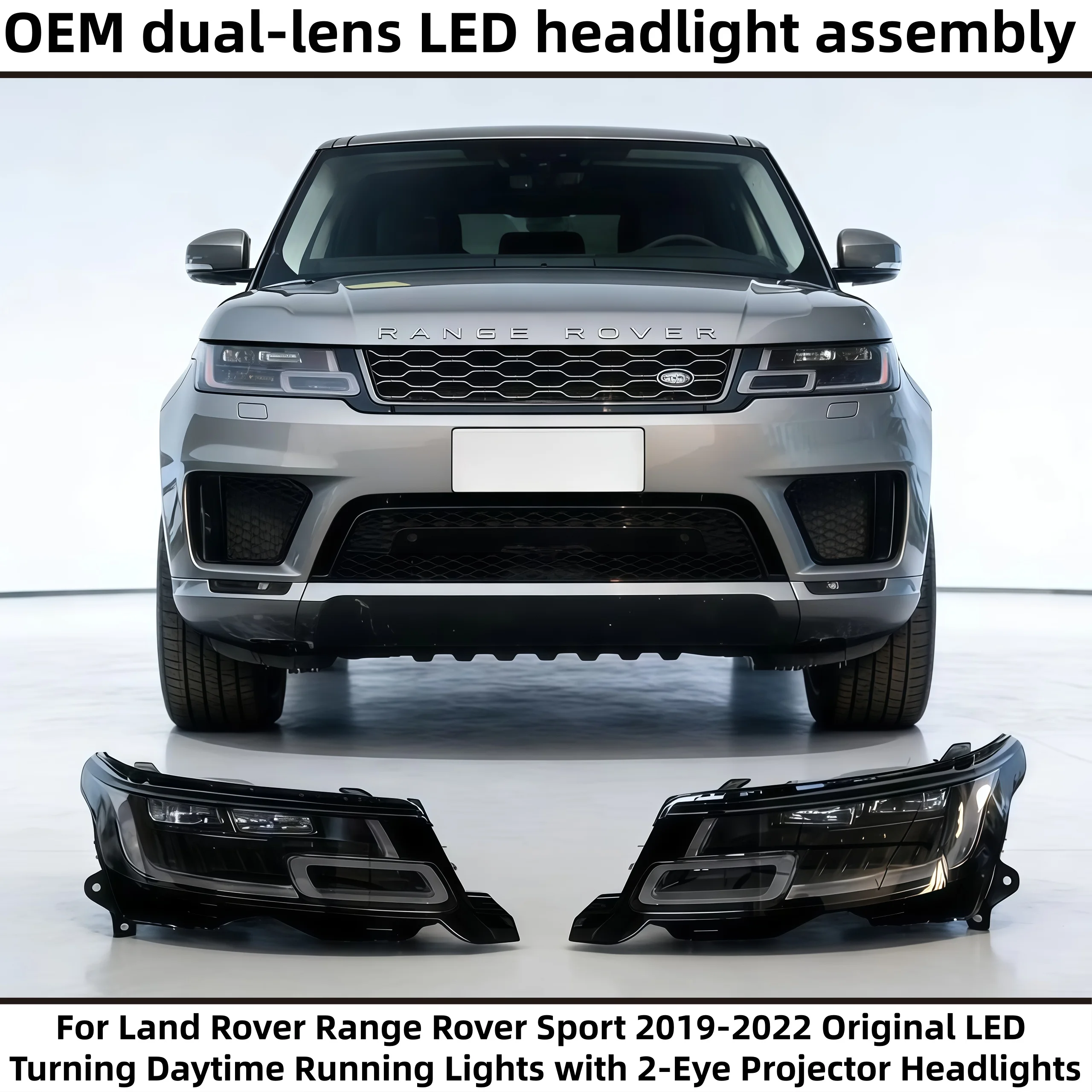 

For 2019-2022 Land Rover Range Rover Sport Original LED Turning Daytime Running Lights Dual Projector Headlight Assembly