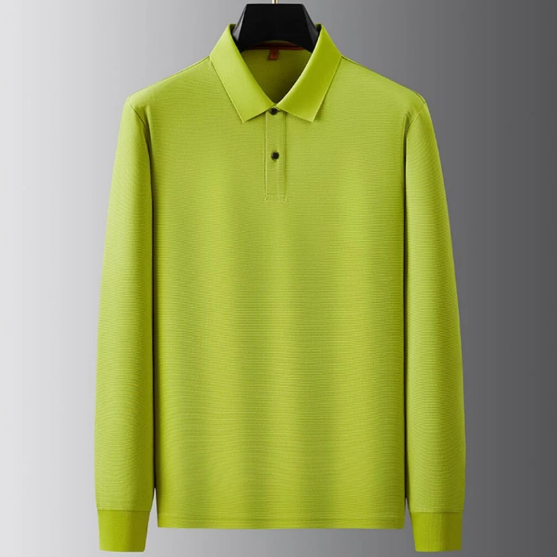 8XL 7XL 6XL 2024 New Autumn Business Casual Shirts For Men Tops High End Luxury Mens Polo Shirt Long Sleeve Loose T-shirts Homme