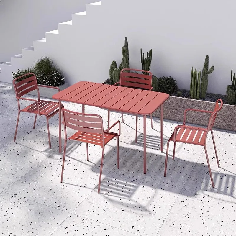 Leisure wrought iron table and chair combination milk tea shop coffee shop commercial outside a table four chairs open air