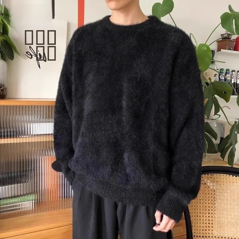 

Свободный мужской вязаный свитер круглый, пушистый, имитация норки, осень-зима, ленивый, повседневный, американский модный, полиэфирное волокно