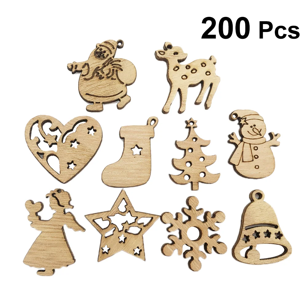 200 Pcs Wallet Decorations Christmas Chip Pendant Wooden Accessories Chic Creative Bamboo