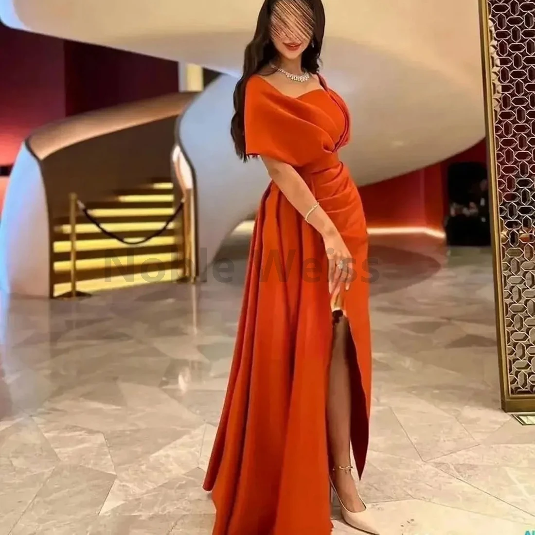 Elegant Square Collar Pleated Satin Evening Dresses for Women Mermaid Formal Party Gown Customize