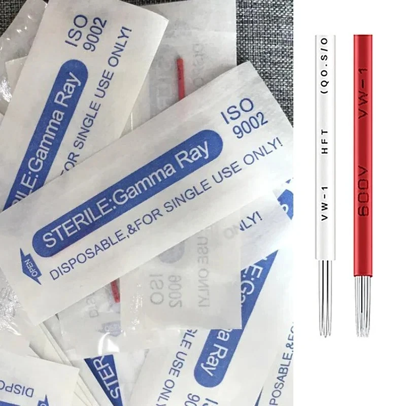 Microblading Shading Tattoo Needle Microblading Round Needles Eyebrow & Lips Microblading Tebori Blade Needle 100pcs