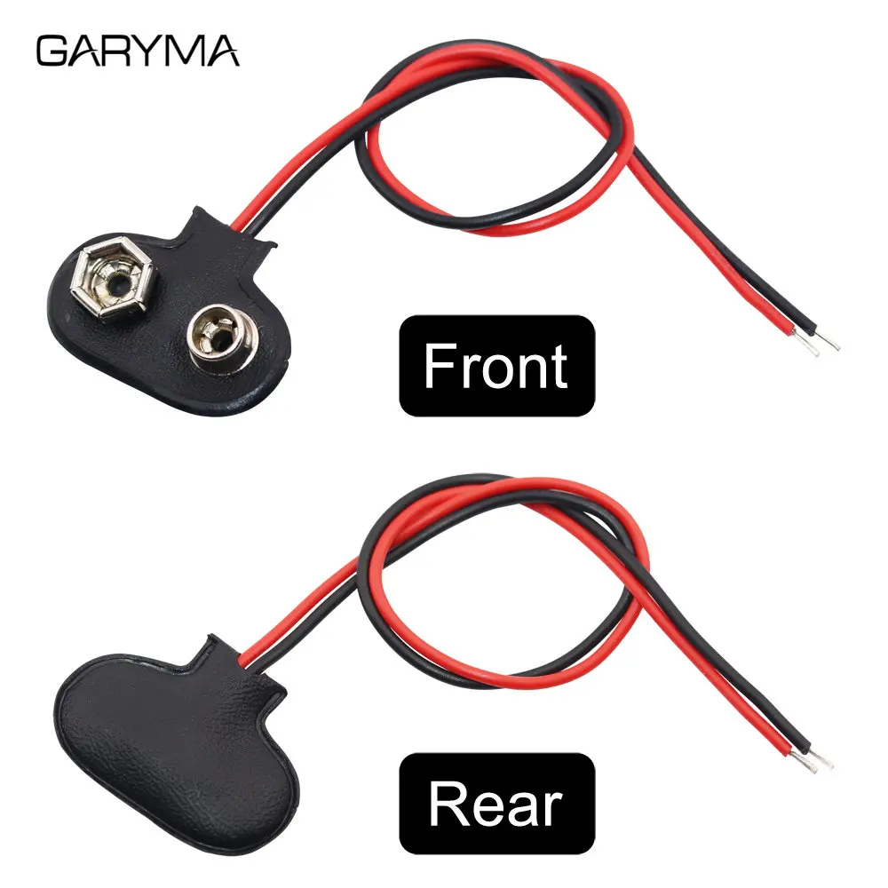 5Pcs I/T Type 9V Battery Snap Connector Clip with Lead Wires Holder 55x21 DC Battery Power Cable Plug Clip Barrel Jack 15cm