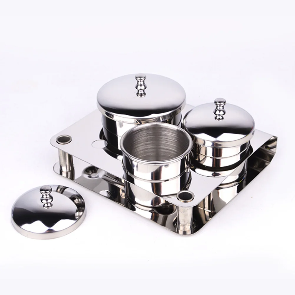 1 مجموعة الفولاذ المقاوم للصدأ الفن الكؤوس 3 قطعة مانيكير دابن طبق حامل السائل ل مزيل طلاء الأظافر الاكريليك خلط القلم تنظيف