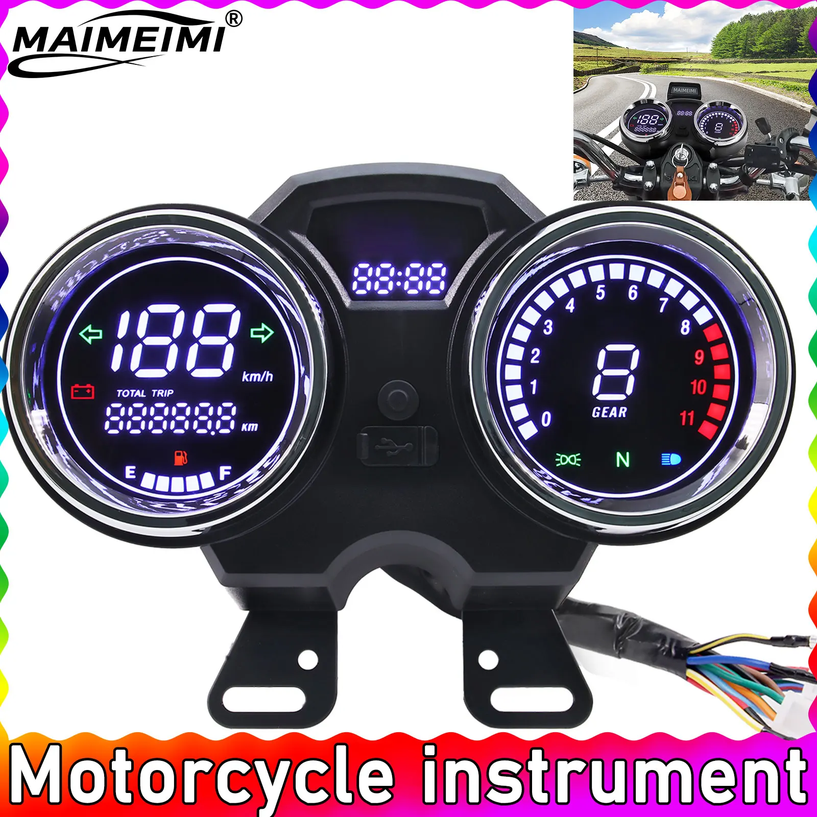 

Motorcycle Speedometer Digital Instrument Assembly Screen Electronic Display Dashboard Modification Accessories For 150Gato