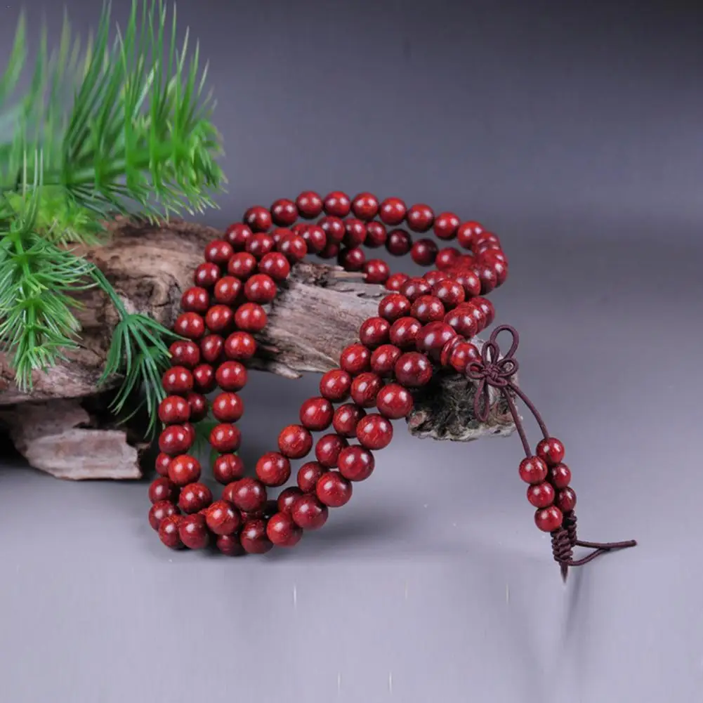 Natural Sandalwood Bracelets Men Buddhist Buddha Meditation Bead Bracelet for Women Prayer 108 Beads Rosary Hanging Decoration