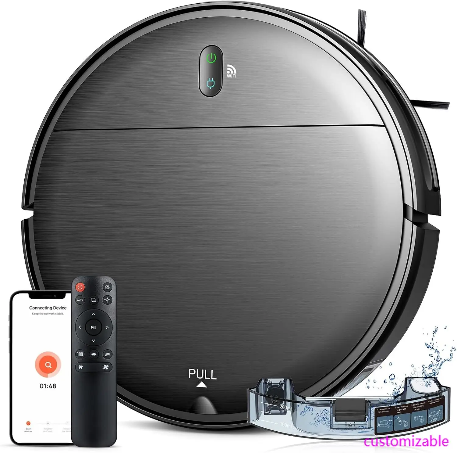 

Robot Vacuum and Mop, 2 in 1 Robotic Vacuum Cleaner with Schedule, App/Voice, Slim Mopping Vacuum Robot with Watertank