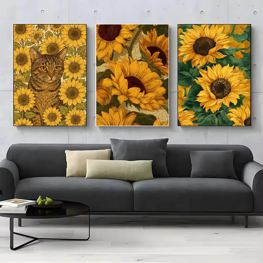 Large Luxury Sticker Sunflower Flower Art Pictures Poster Printing Oil Painting Canvas Painting For Modern Home Decor Wall Art ﻿ view 5