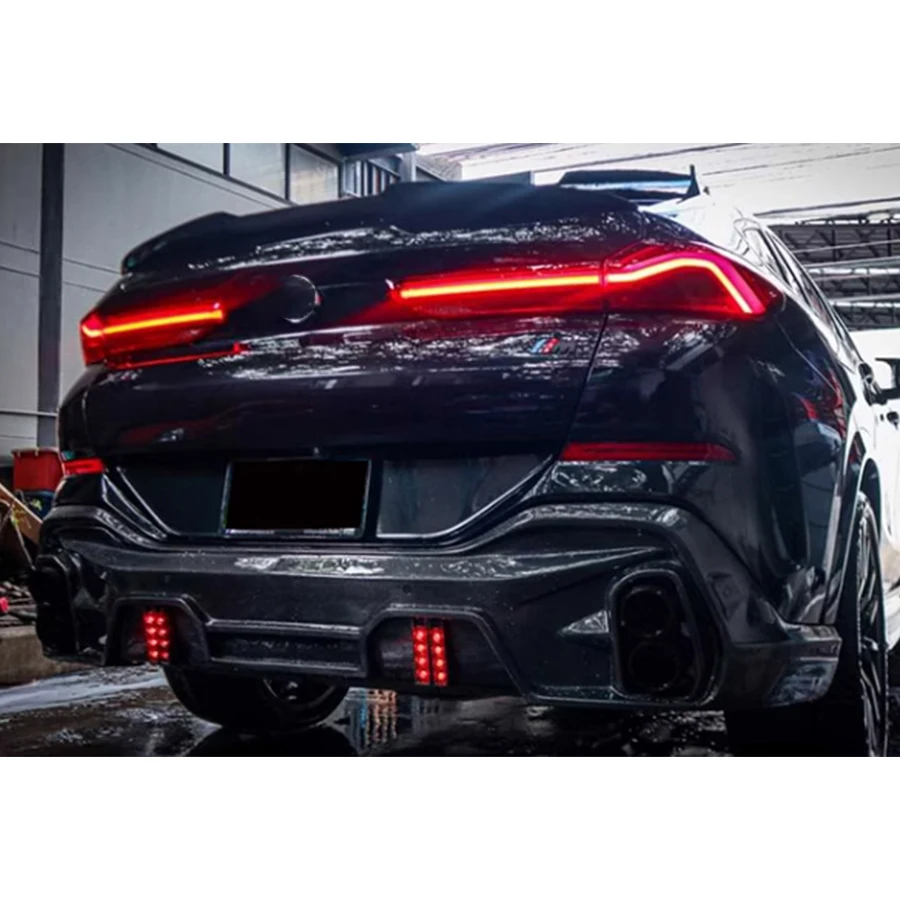 For BMW X6 G06 2019+ Carbon Fiber Car Rear Bumper Diffuser Rear Splitters Spoiler Back lip shunt L Style Upgrade body kit