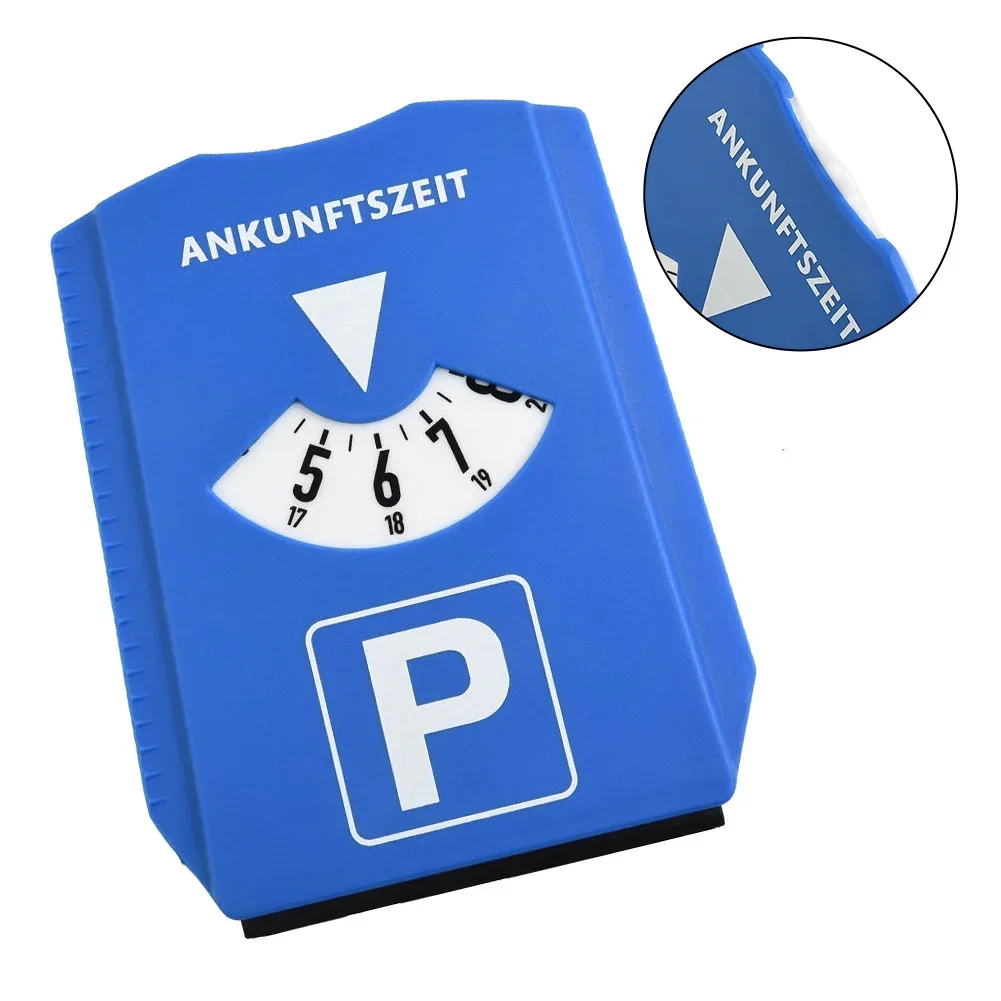 1Pc Car Parking Disc Timer Clock Arrival Ti-me Display Blue Plastic ABS Parking 15.2x12.4x0.8cm Portable Parking Meters Kit