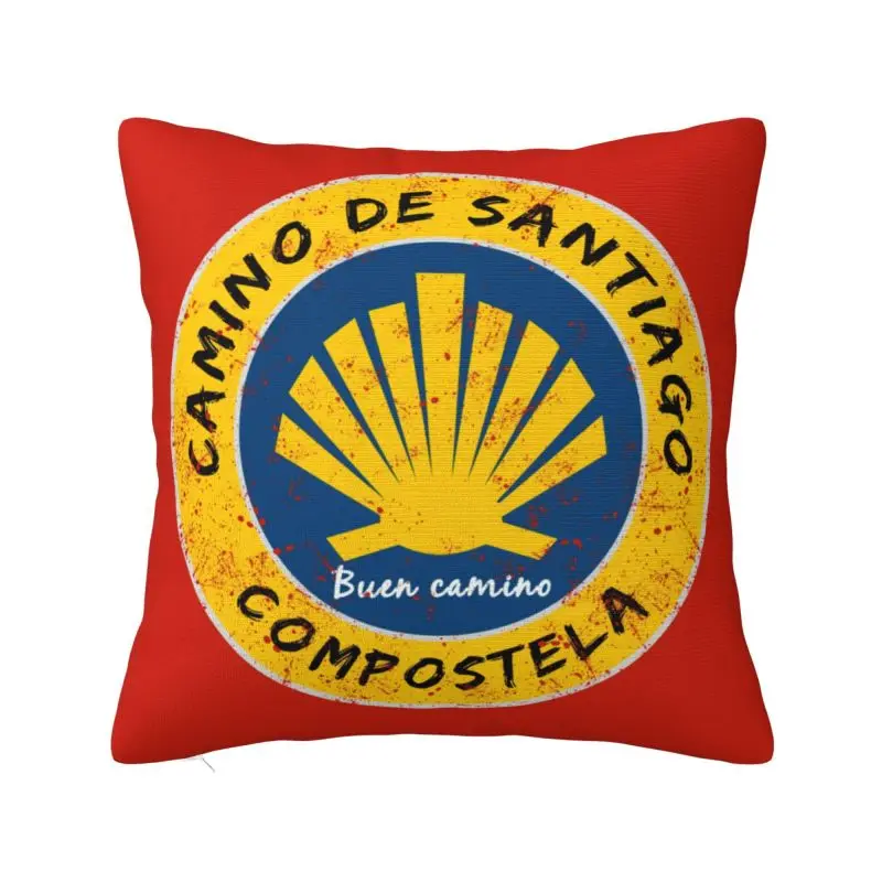 Aangepaste Buen Camino De Santiago Compostela Peregrino kussenhoes 45x45cm fluwelen schattig kussen