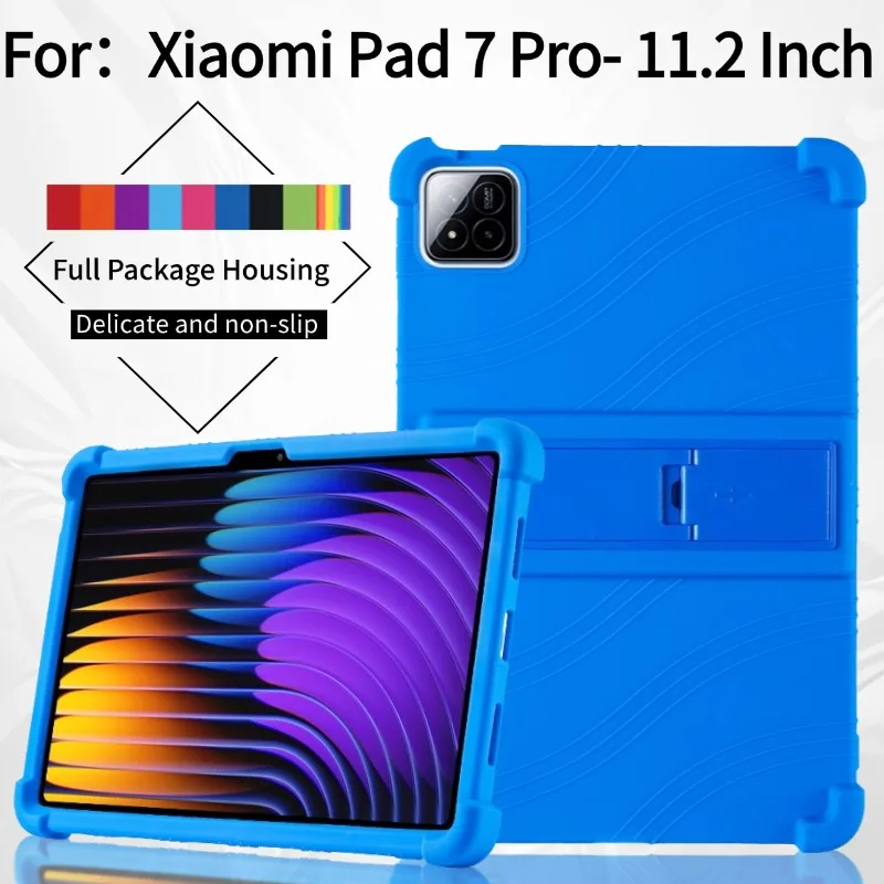 Adjustable Kickstand Tablet Case For Official Xiaomi Pad 7 Pro 2024 11.2inch Soft Silicone Kids Safe Protection Cover Shockproof