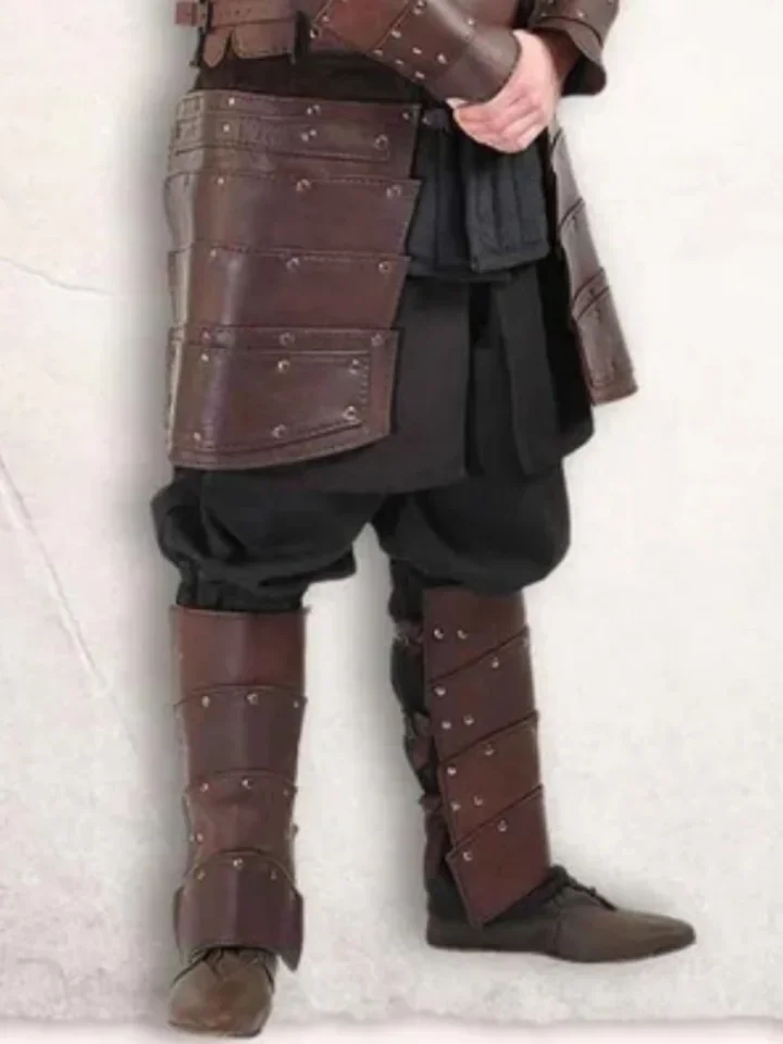 

New Medieval PU Leather Shoe Covers Cosplay Costume Halloween Viking Pirate Metal Rivet Decoration Holiday Adult Unisex Set