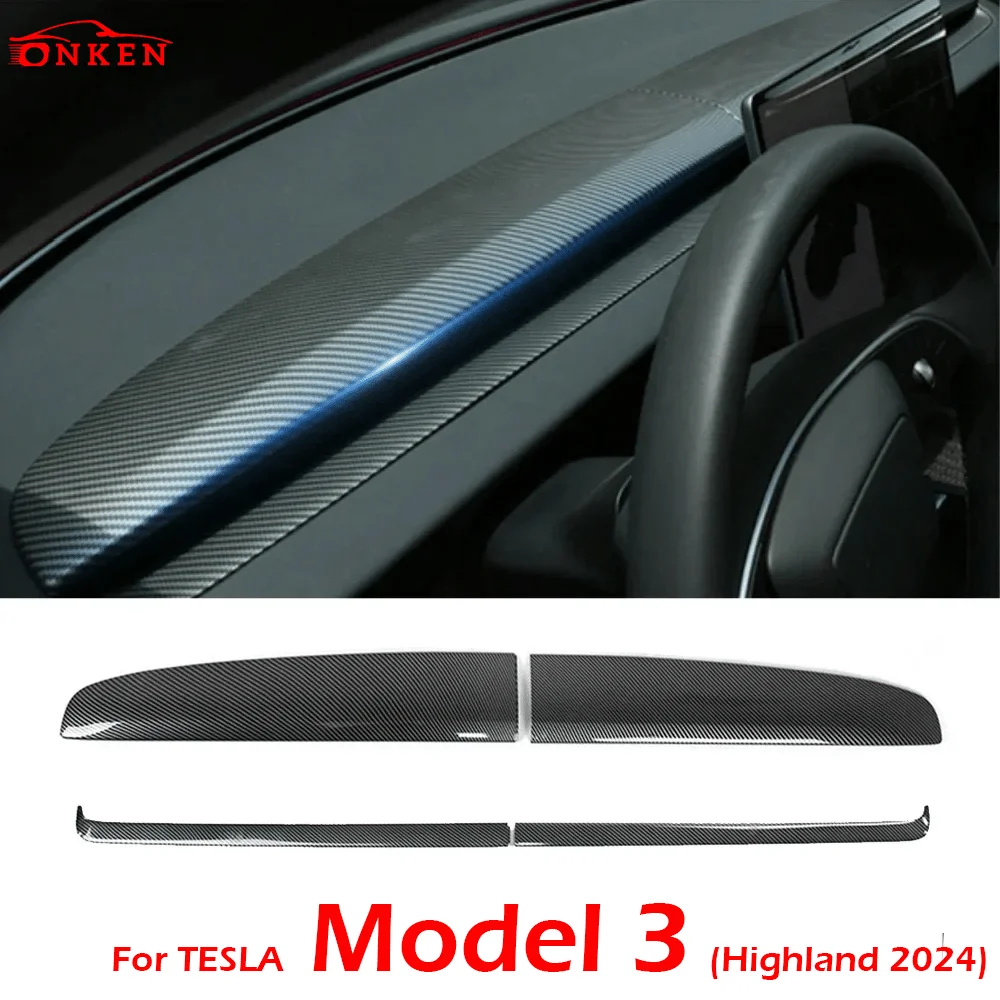 

Carbon Fiber Pattern Dashboard Cover for Tesla Model 3 Highland Dashboard Wrap Panel Protector Interior Decorations
