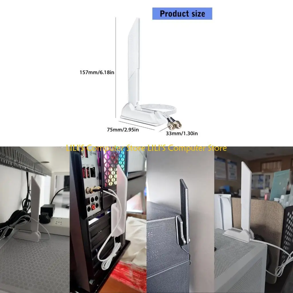 

A52B 2.4G 6G WiFi6E Antennas Foldable Blade 12dB 2SMA Internal Thread Antennas with Base for Networking Performances