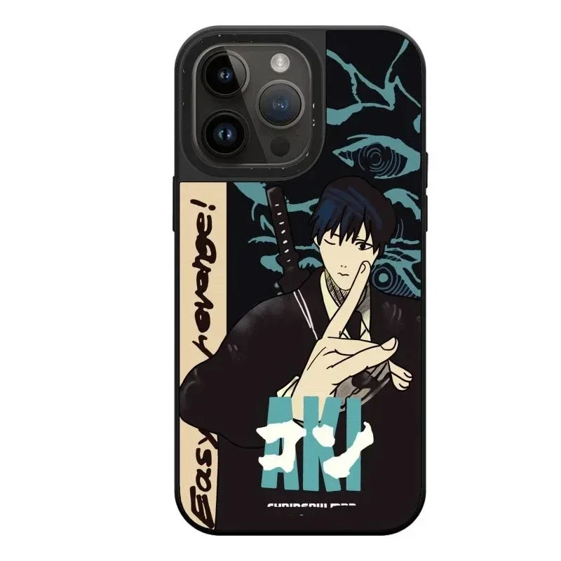 

Mirror Surface Anime Chainsaw Phone Case Cover for iPhone 11 12 13 14 15 Pro Max Case for iPhone 15 ProMax