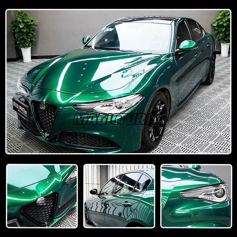 PET Jet Green Metallic Car wrap Film Glossy Green Decoration Vinyl Film Styling