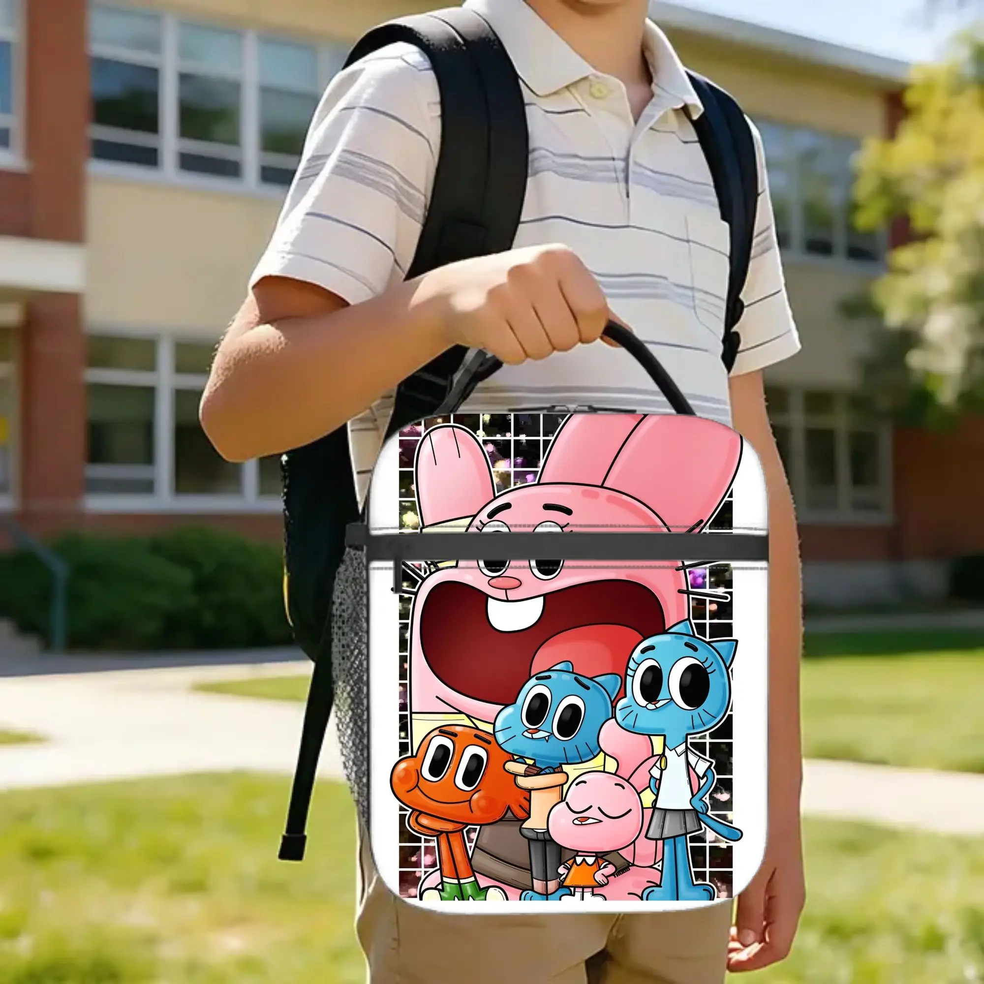 Gumballs Cartoon Gaming  Insulated Lunch Bags High Capacity  Reusable Thermal Bag Tote Lunch Box Work  Travel Girl Boy
