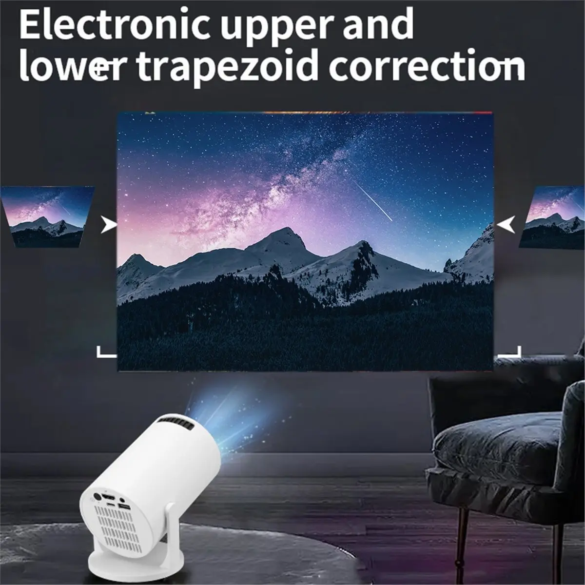

(ABGQ) Портативный WiFi-проектор M5 с автоматической коррекцией трапецеидальных искажений, 50 ANSI люмен, беспроводной, высококачественный, для домашнего кинотеатра, для ноутбука
