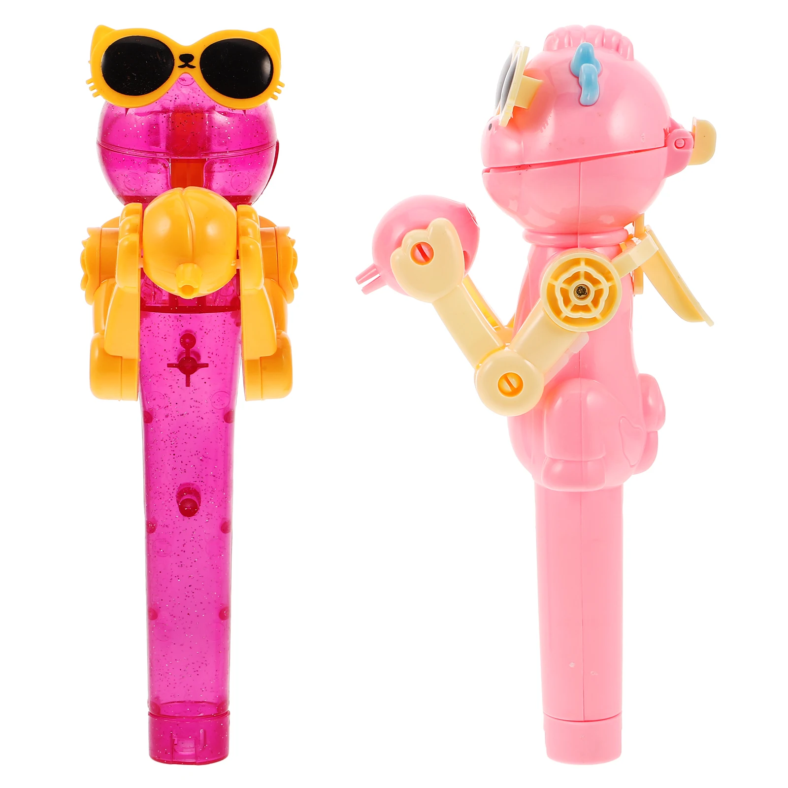 

2 Pcs Dinosaur Lollipop Robot Candy Squeeze Toys Balls Transparent Chocolate Holder Candybots up Games Wooden