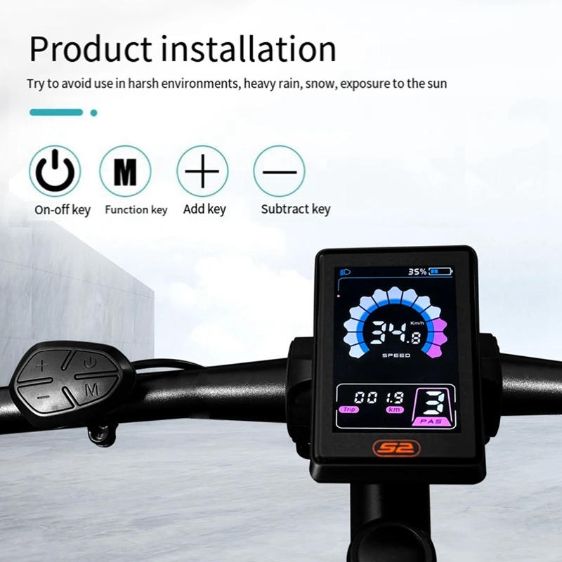 E-Bike 24-60V 5PIN Color Screen LCD Display Motor Speed Meter Scooter Control Switch Electric Bike Accessories UKS2+