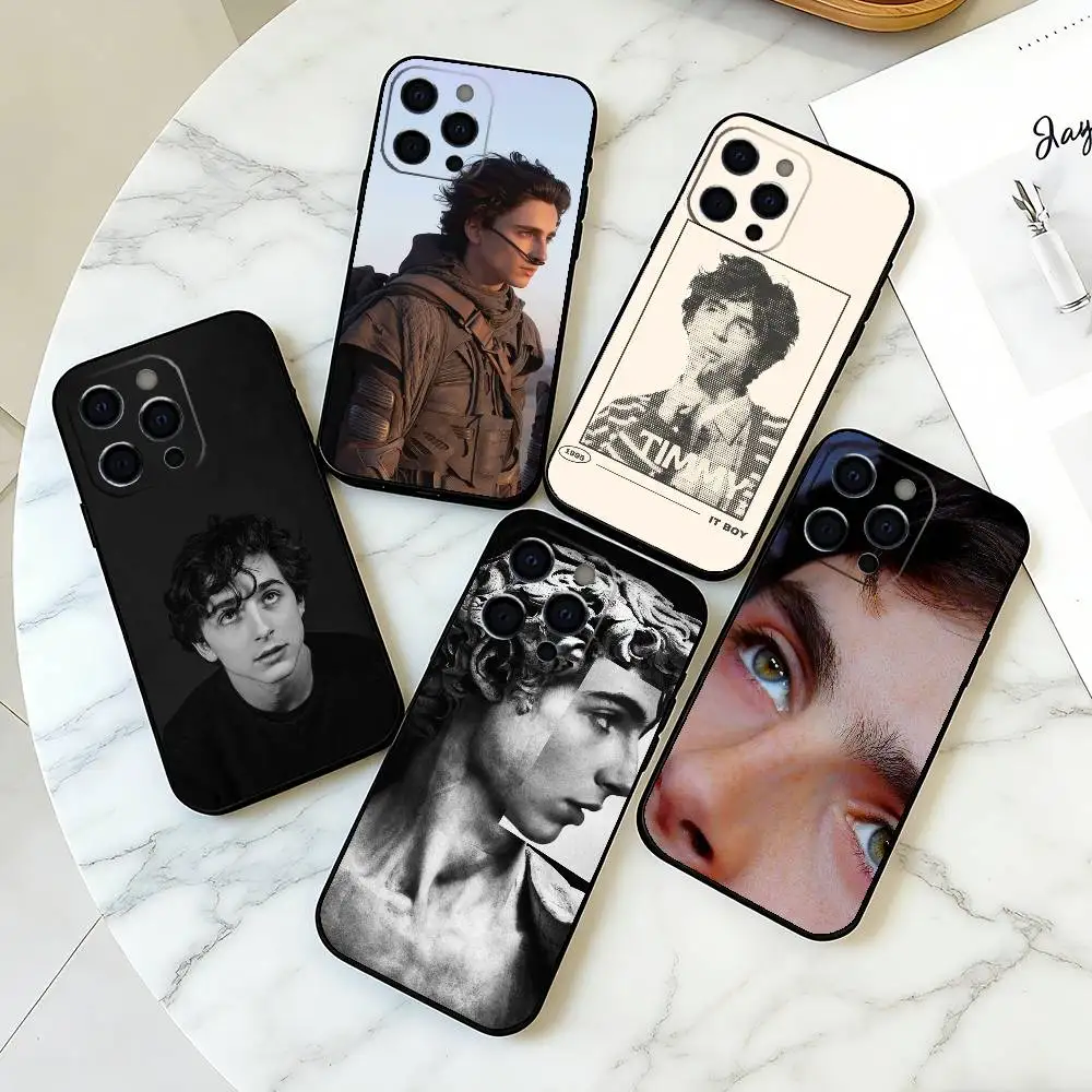 

T-Timothée Hal Chalamet Phone Case For iPhone 17,16,15,14,13,12,11 Plus,Pro Max,XS,Soft Silicone Black Cover