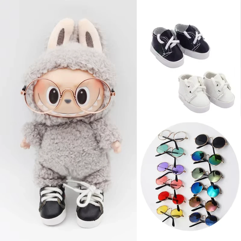 17 سنتيمتر ملابس دمية صغيرة الزي لكوريا Kpop Exo Labubu أيدول BJD أحذية من الجلد نظارات اكسسوارات