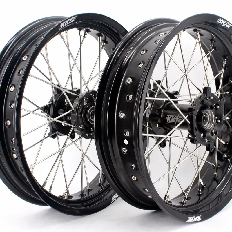 

【2025】 Supermoto Wheels Rims Set For YAMAHA WR250F 2001-2019 WR450F 2003-2018 Anodized Black Hub And Rims