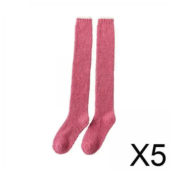 

Fleece over the Knee Socks Thick Plush Coral Velvet Warm Long Socks for Cold Feet Women Girls Winter Home