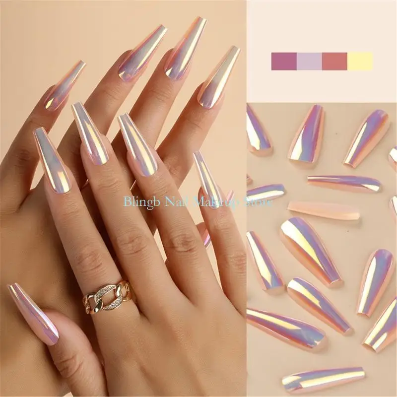 프레스온 풀커버 롱 발레리나 모양 네일팁 (가짜 손톱)