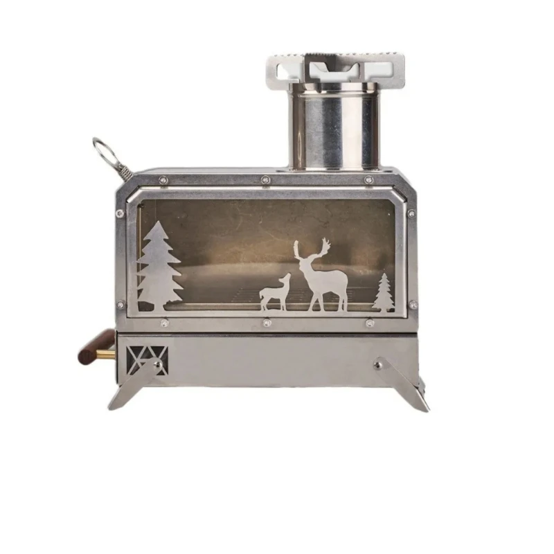 Outdoor Firewood Stove Ultra Light Foldable Burning Stove Stainless Steel Wood Burning Stove